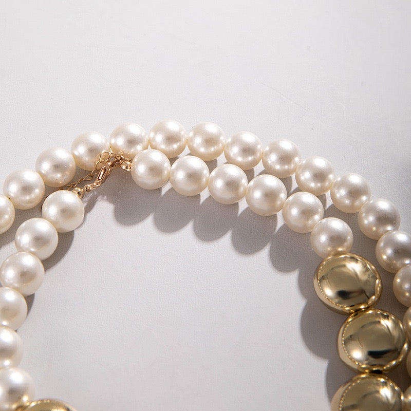Golden Heart Pearl Necklace-N08