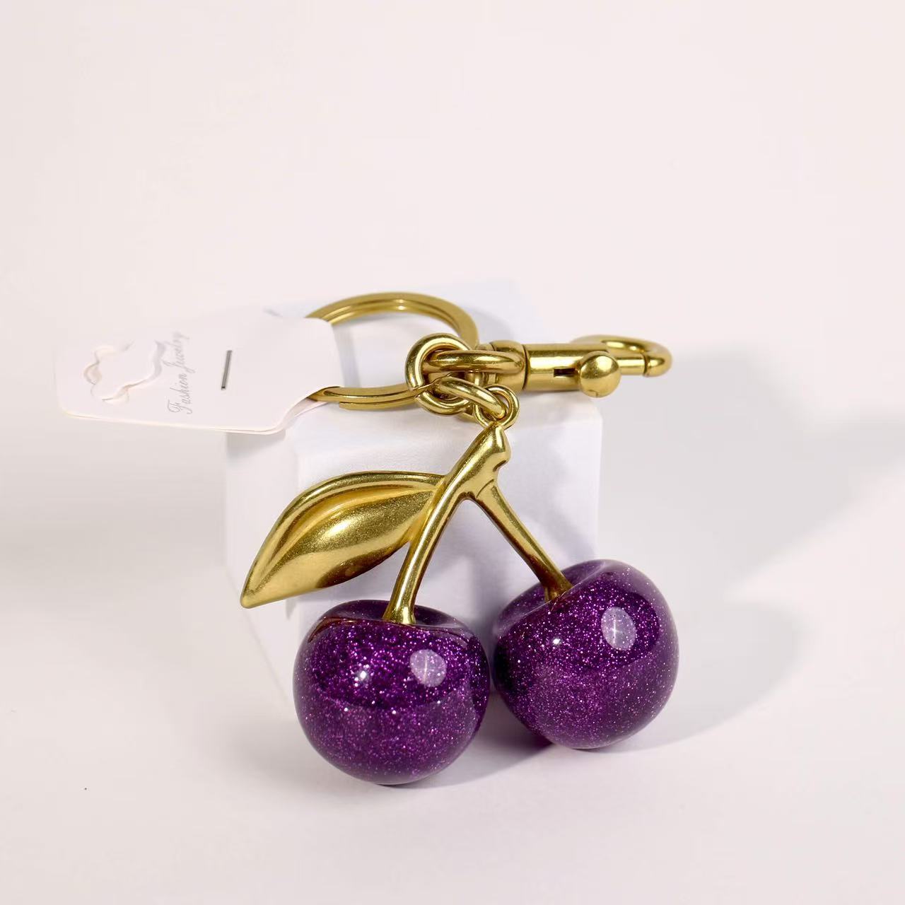 💜 Sparkle Cherry Keychain