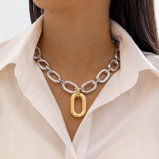 Dual Tone Link Necklace--N02