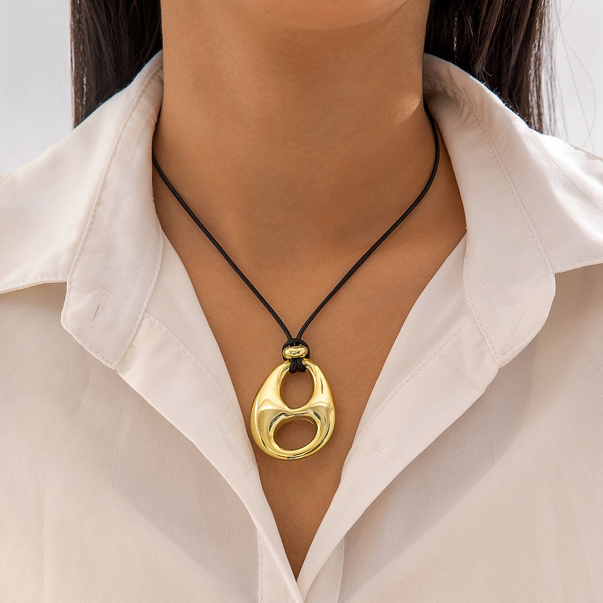 🌕 Organic Gold Pendant Necklace-N06