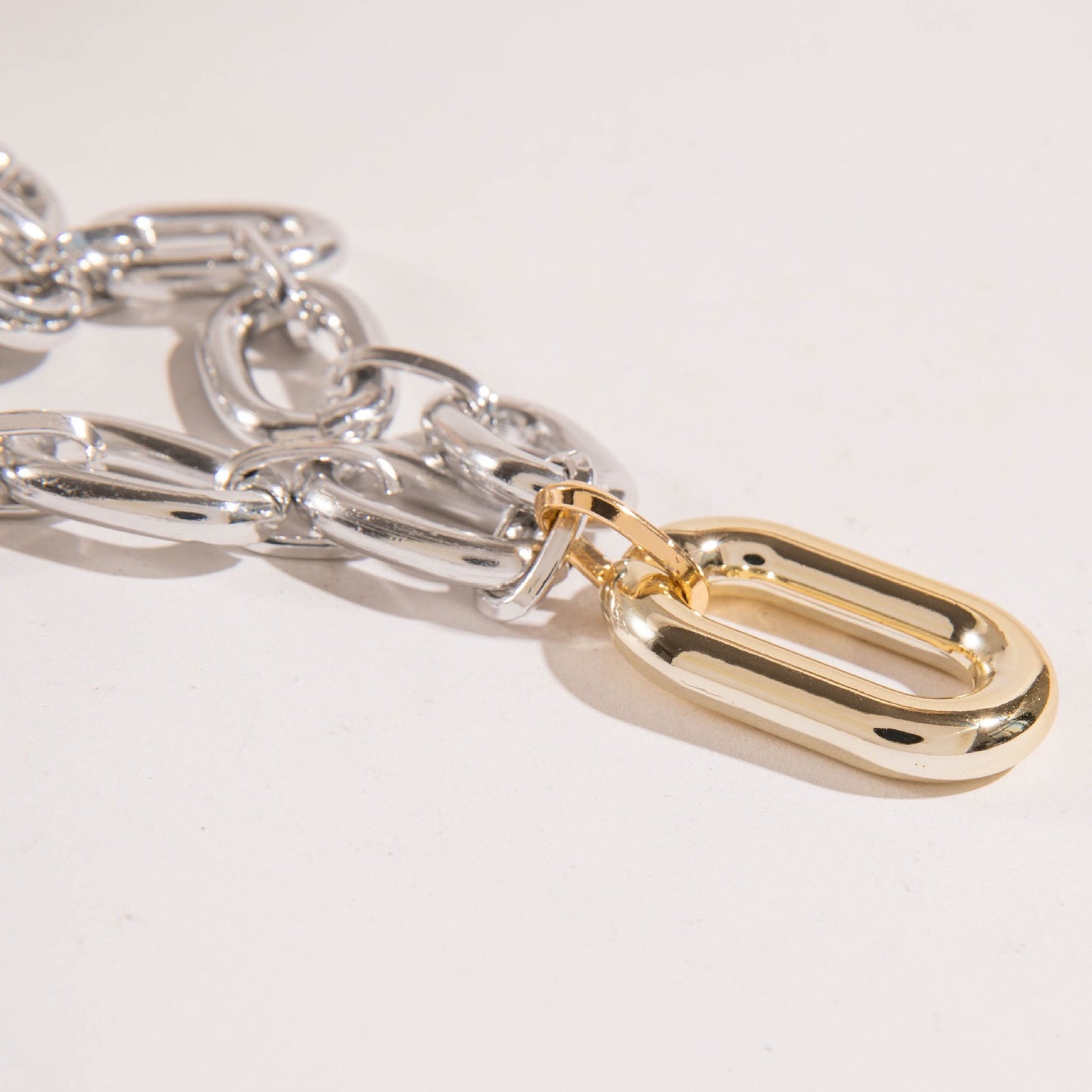 Dual Tone Link Necklace--N02