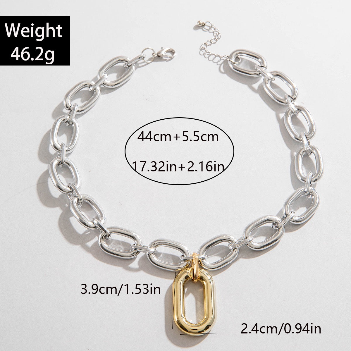 Dual Tone Link Necklace--N02