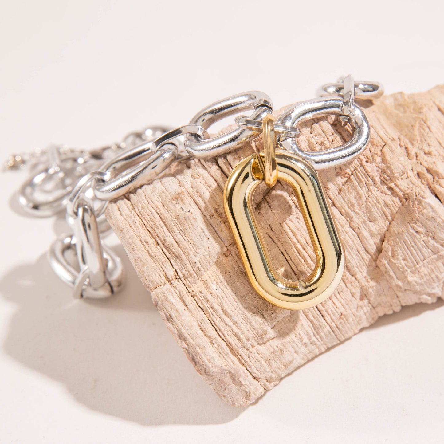 Dual Tone Link Necklace--N02