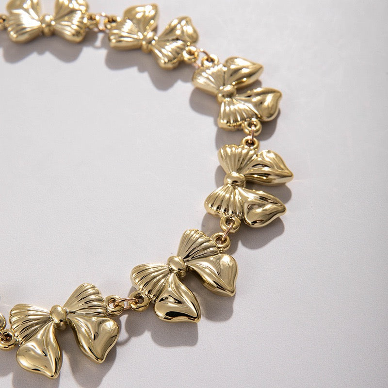 Golden Bow Statement Necklace-N07