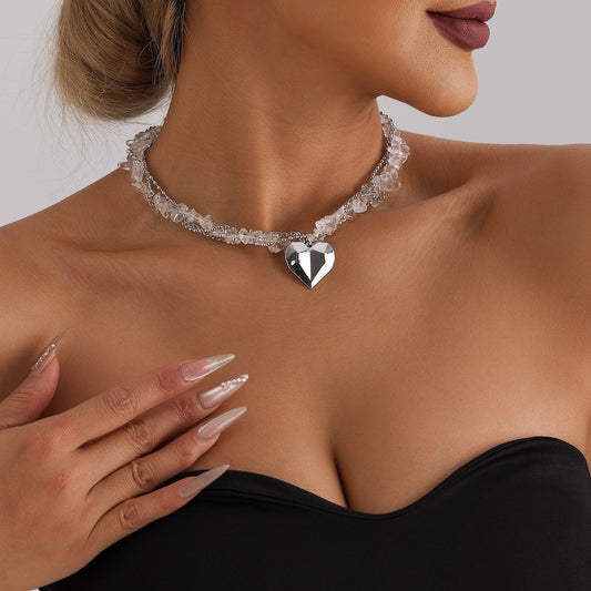 Crystal Heart Choker-N10