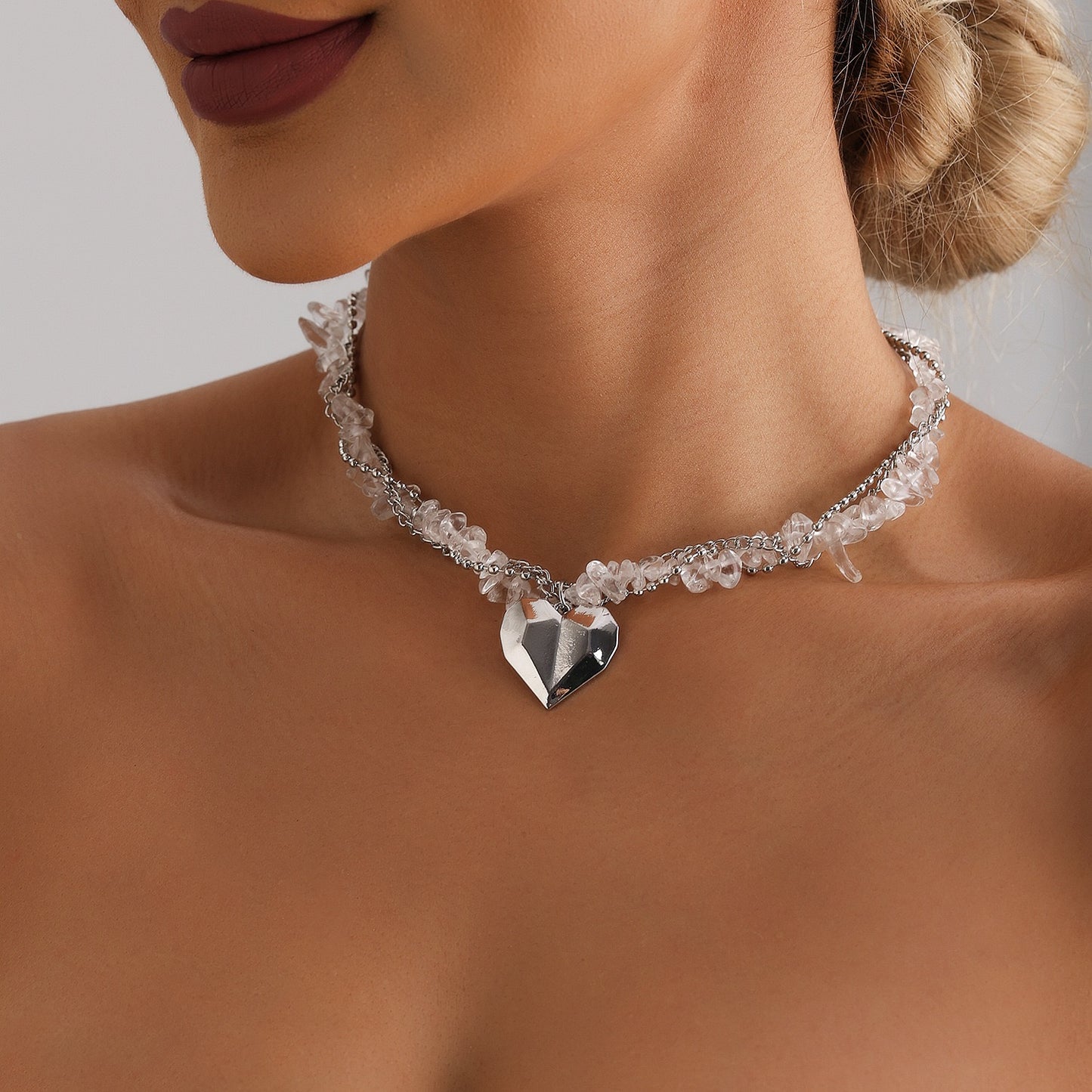 Crystal Heart Choker-N10