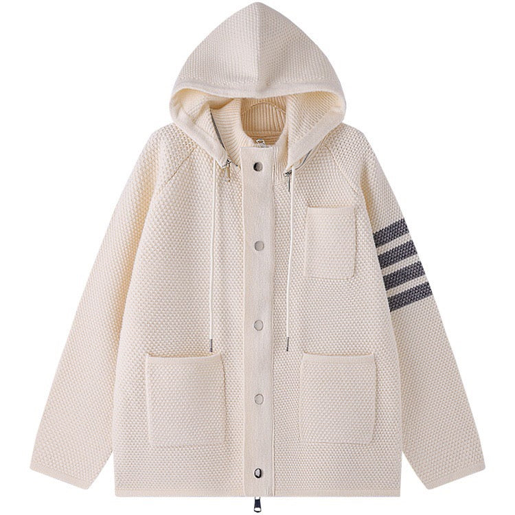 Textured Knit Hoodie Jacket - C01