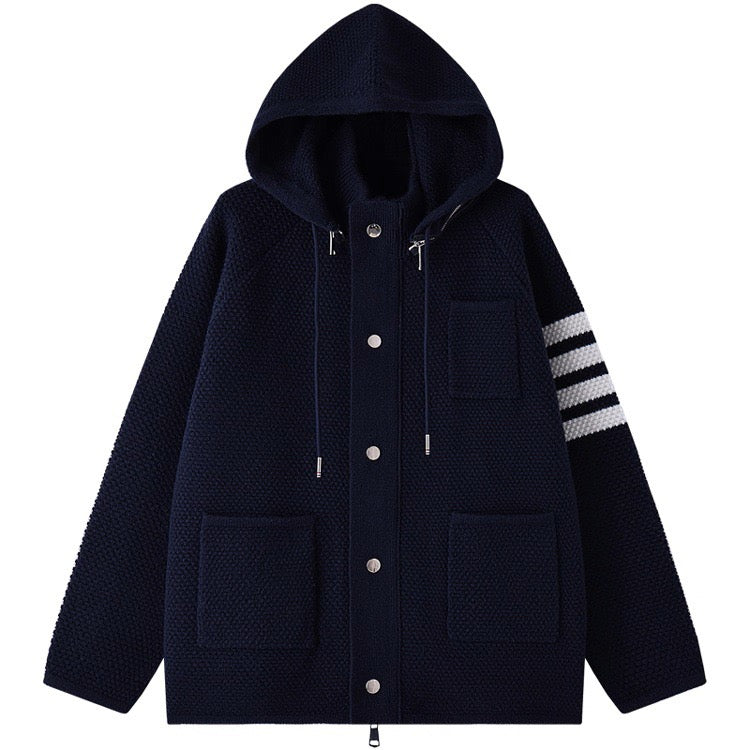 Textured Knit Hoodie Jacket - C01