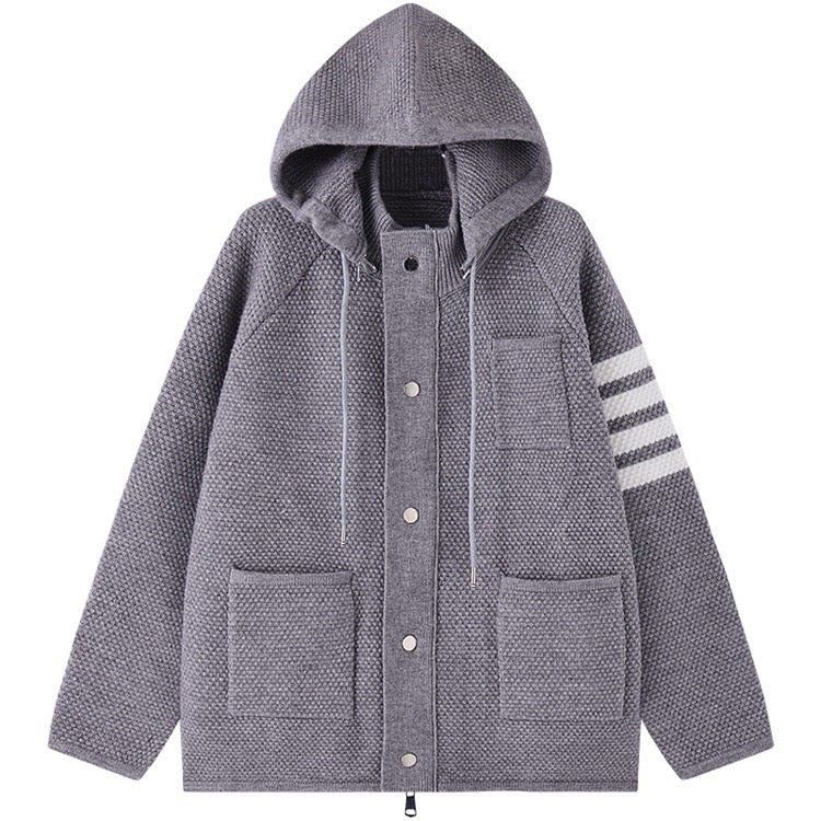 Textured Knit Hoodie Jacket - C01