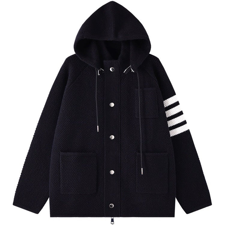 Textured Knit Hoodie Jacket - C01